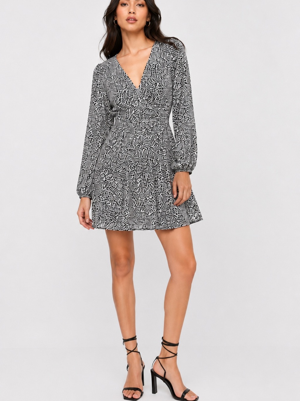 MNG MANGO | Flower Print V-Neck A-Line Mini Dress Size 6